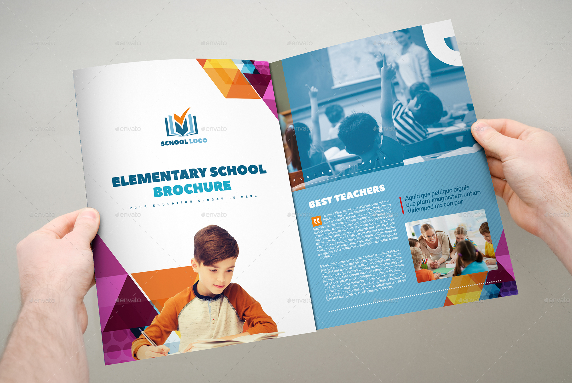 Elementary School Brochure Template 3xA4 Trifold Print Templates